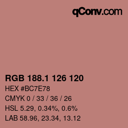カラーコード: RGB 188.1 126 120 | qconv.com
