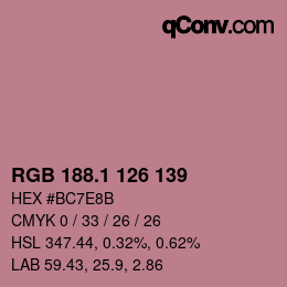カラーコード: RGB 188.1 126 139 | qconv.com