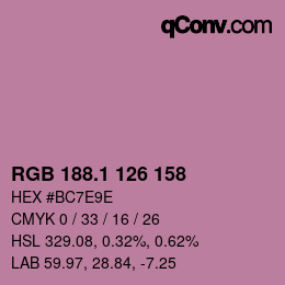 カラーコード: RGB 188.1 126 158 | qconv.com