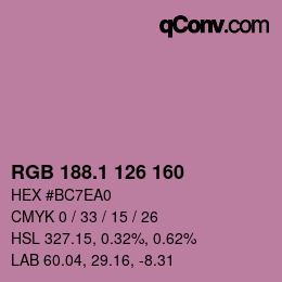 カラーコード: RGB 188.1 126 160 | qconv.com