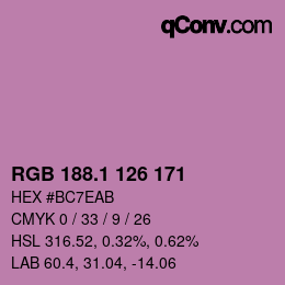 カラーコード: RGB 188.1 126 171 | qconv.com