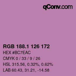 カラーコード: RGB 188.1 126 172 | qconv.com