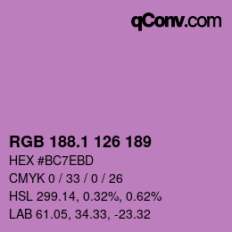 カラーコード: RGB 188.1 126 189 | qconv.com