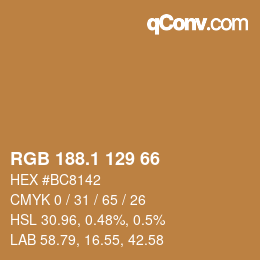カラーコード: RGB 188.1 129 66 | qconv.com