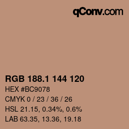 カラーコード: RGB 188.1 144 120 | qconv.com