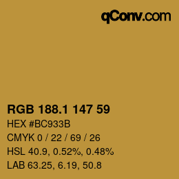 カラーコード: RGB 188.1 147 59 | qconv.com