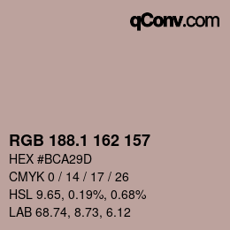 カラーコード: RGB 188.1 162 157 | qconv.com