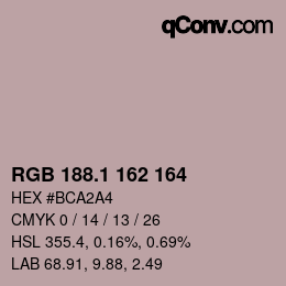 カラーコード: RGB 188.1 162 164 | qconv.com