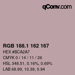 カラーコード: RGB 188.1 162 167 | qconv.com