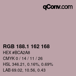 カラーコード: RGB 188.1 162 168 | qconv.com