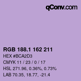 カラーコード: RGB 188.1 162 211 | qconv.com