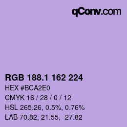 カラーコード: RGB 188.1 162 224 | qconv.com