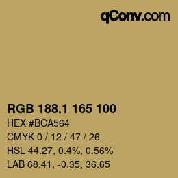 カラーコード: RGB 188.1 165 100 | qconv.com