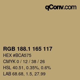 カラーコード: RGB 188.1 165 117 | qconv.com