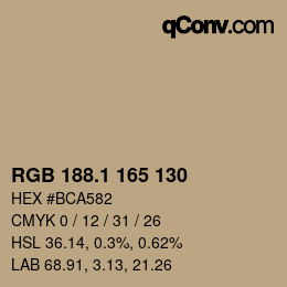カラーコード: RGB 188.1 165 130 | qconv.com