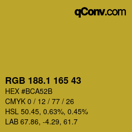 カラーコード: RGB 188.1 165 43 | qconv.com