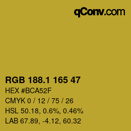 カラーコード: RGB 188.1 165 47 | qconv.com