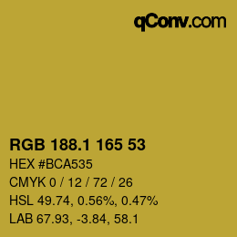 カラーコード: RGB 188.1 165 53 | qconv.com
