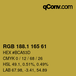 カラーコード: RGB 188.1 165 61 | qconv.com