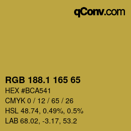 カラーコード: RGB 188.1 165 65 | qconv.com