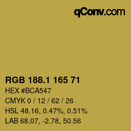 カラーコード: RGB 188.1 165 71 | qconv.com