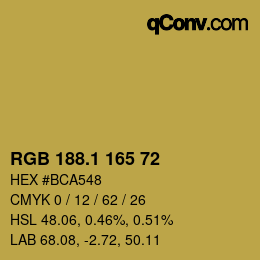 カラーコード: RGB 188.1 165 72 | qconv.com