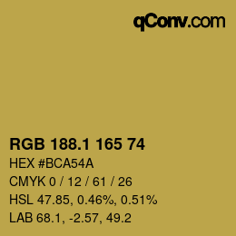 カラーコード: RGB 188.1 165 74 | qconv.com