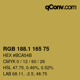 カラーコード: RGB 188.1 165 75 | qconv.com