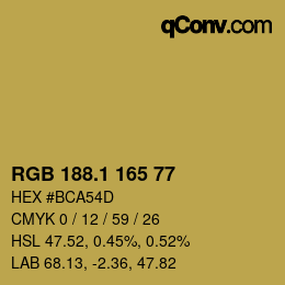 カラーコード: RGB 188.1 165 77 | qconv.com