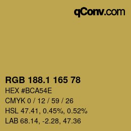 カラーコード: RGB 188.1 165 78 | qconv.com