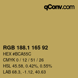 カラーコード: RGB 188.1 165 92 | qconv.com