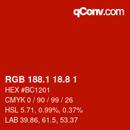 カラーコード: RGB 188.1 18.8 1 | qconv.com