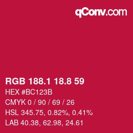 カラーコード: RGB 188.1 18.8 59 | qconv.com