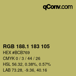 カラーコード: RGB 188.1 183 105 | qconv.com