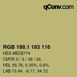 カラーコード: RGB 188.1 183 116 | qconv.com