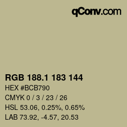 カラーコード: RGB 188.1 183 144 | qconv.com
