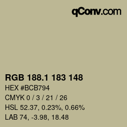 カラーコード: RGB 188.1 183 148 | qconv.com