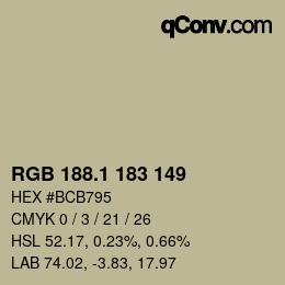 カラーコード: RGB 188.1 183 149 | qconv.com