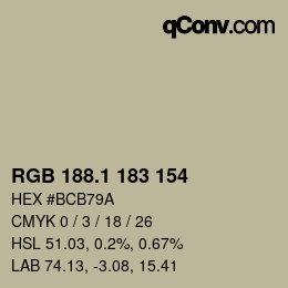 カラーコード: RGB 188.1 183 154 | qconv.com
