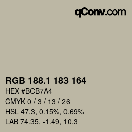 カラーコード: RGB 188.1 183 164 | qconv.com