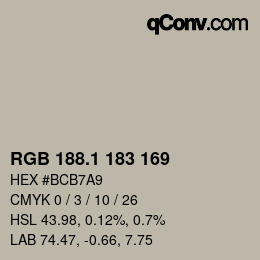 カラーコード: RGB 188.1 183 169 | qconv.com