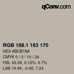 カラーコード: RGB 188.1 183 170 | qconv.com