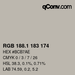 Color code: RGB 188.1 183 174 | qconv.com
