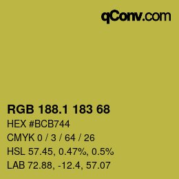 カラーコード: RGB 188.1 183 68 | qconv.com