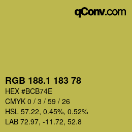 カラーコード: RGB 188.1 183 78 | qconv.com