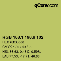 カラーコード: RGB 188.1 198.8 102 | qconv.com