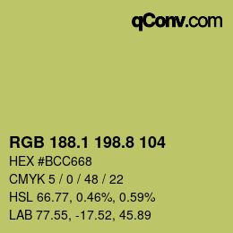 カラーコード: RGB 188.1 198.8 104 | qconv.com