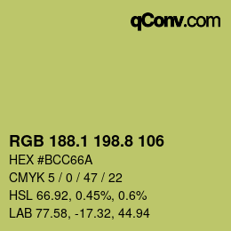 カラーコード: RGB 188.1 198.8 106 | qconv.com