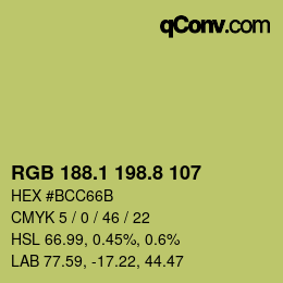 カラーコード: RGB 188.1 198.8 107 | qconv.com