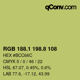 カラーコード: RGB 188.1 198.8 108 | qconv.com